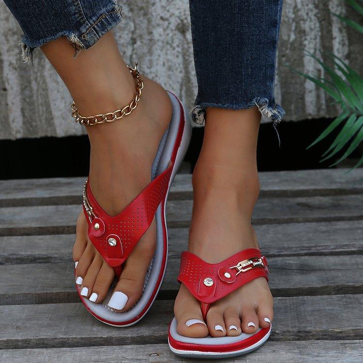 2024 New Women's Slippers Large Size Beach Outdoor Flip-flops Daily Casual Herringbone Women's Wedge Slippers