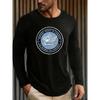 Hockey Print Men's Polyester Long Sleeve Tee Loose Fit Lightweight Outdoor Casual Wear