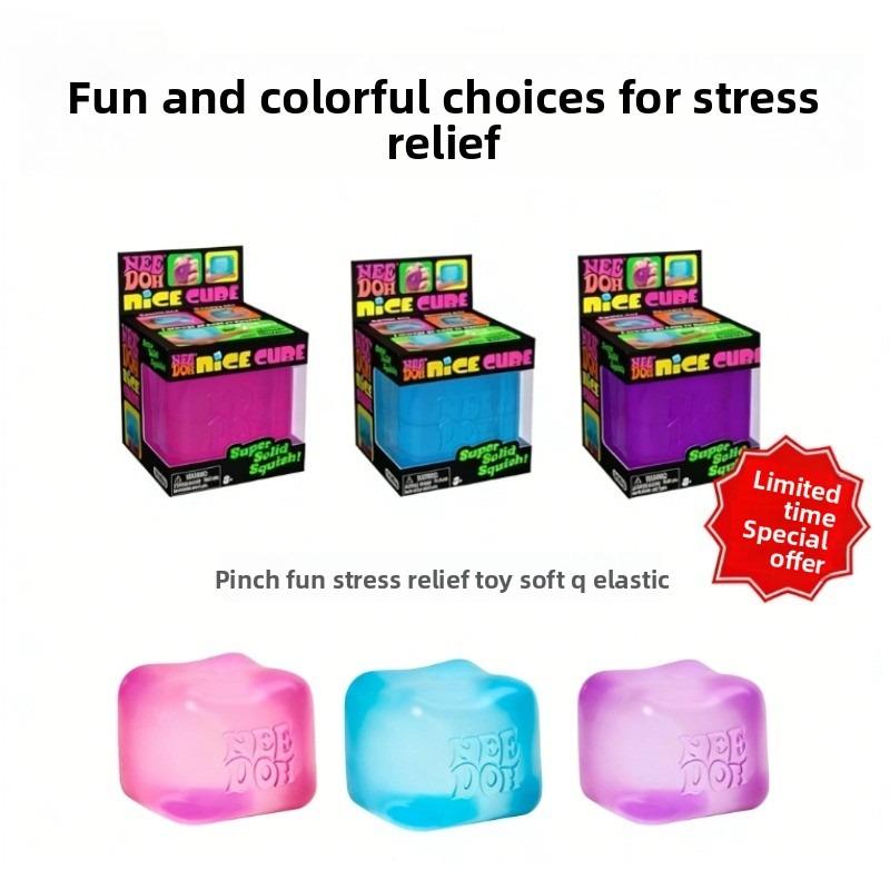 Schylling Needoh Nice Cube Sensory Squeeze Toy With Super Solid Squish Stress Relief Anxiety Sensory Tool - 2.25" Cube