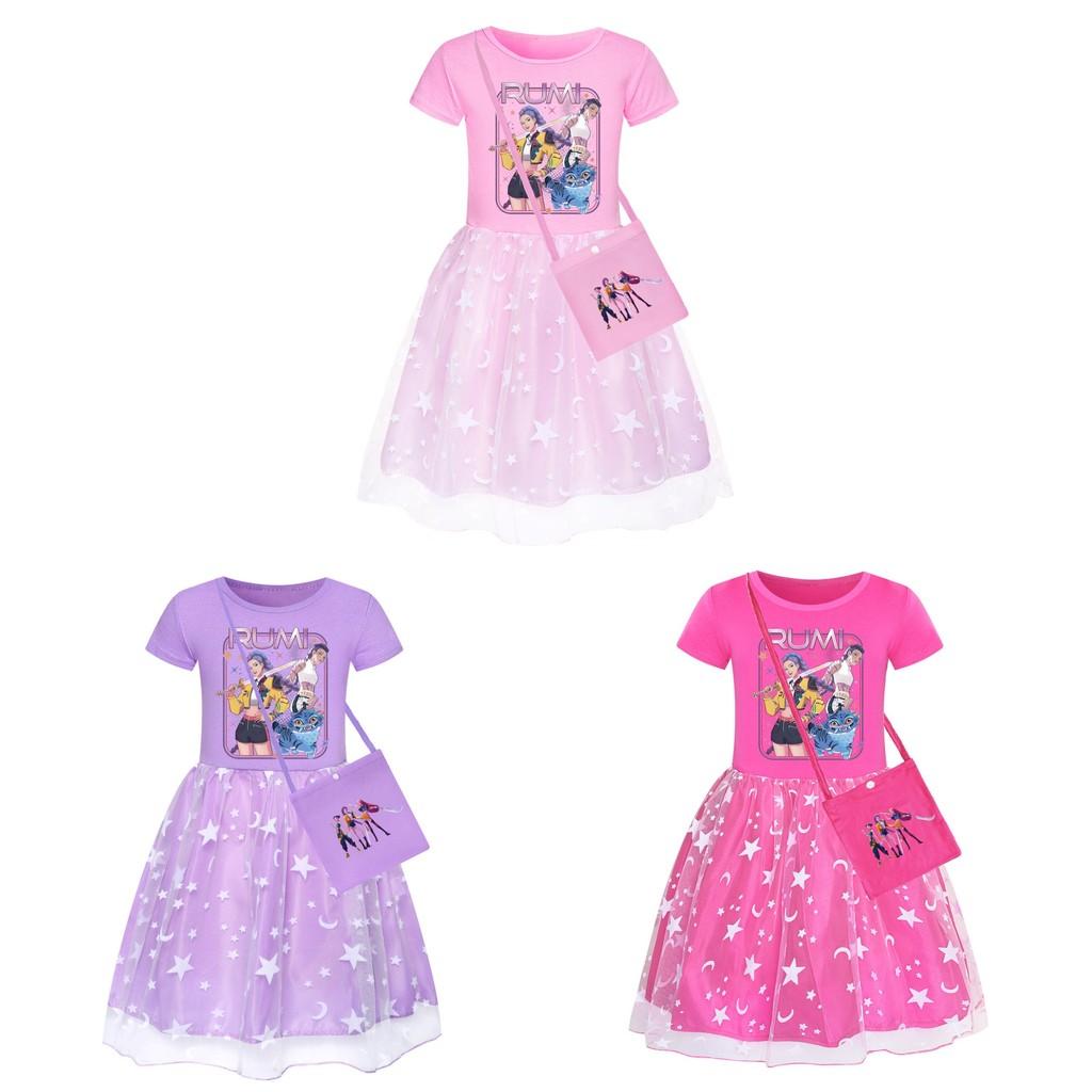 Kpop Dämonenjäger Muster Mädchenkleid Aus Baumwollstoff Mit Faltenrock Für Kinder Mädchen