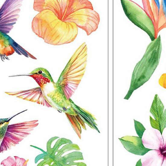 5Pcs Window Stickers Electrostatic-Adsorbed Flower and Bird Wall Home Decoration for Bathroom Kitchen Living Room