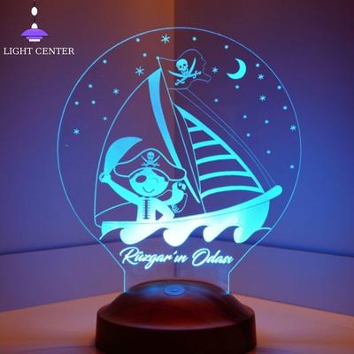 Lâmpadas noturnas com tema pirata/personalizável 3D, decoração de mesa infantil, lâmpadas de cabeceira, luzes legais para quarto, coisas legais