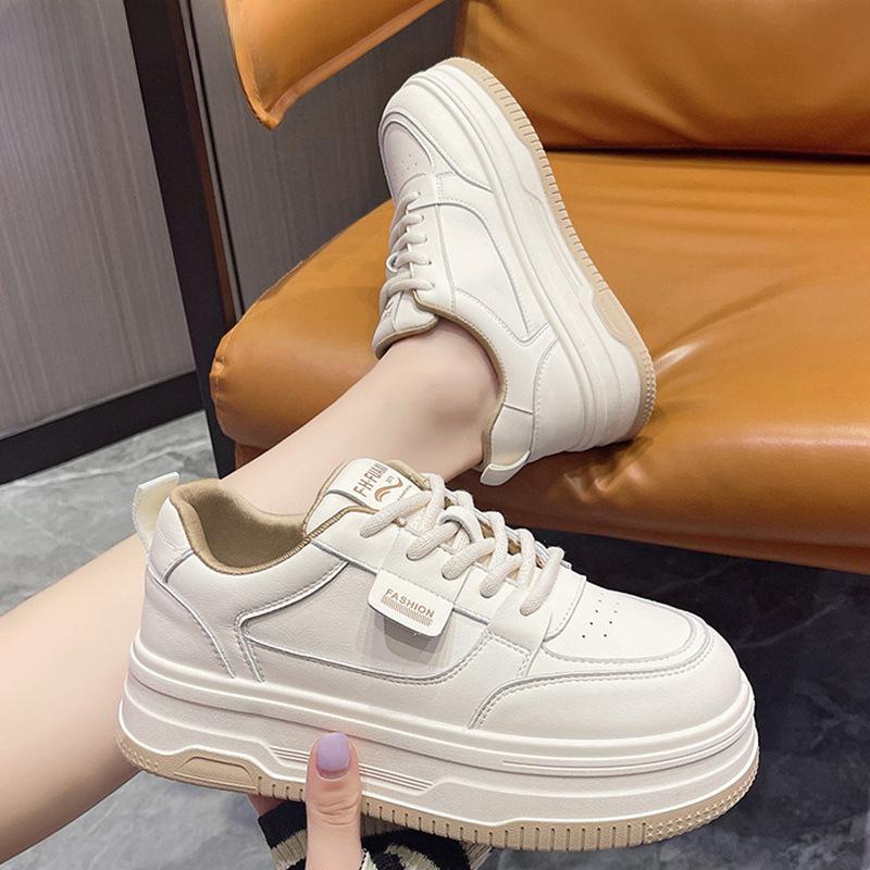 Leather Little White Shoes Women's Shoes Spring New Versatile Thick-soled Heightening Board Shoes Children's Casual Sports Shoes Women's