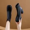 Thick-heeled Shoes, Square-toed Fleece Ankle Boots, Women's Soft Leather Ankle Boots