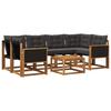 Outdoor Sofa Set with Cushions 7 pcs Natural and Black