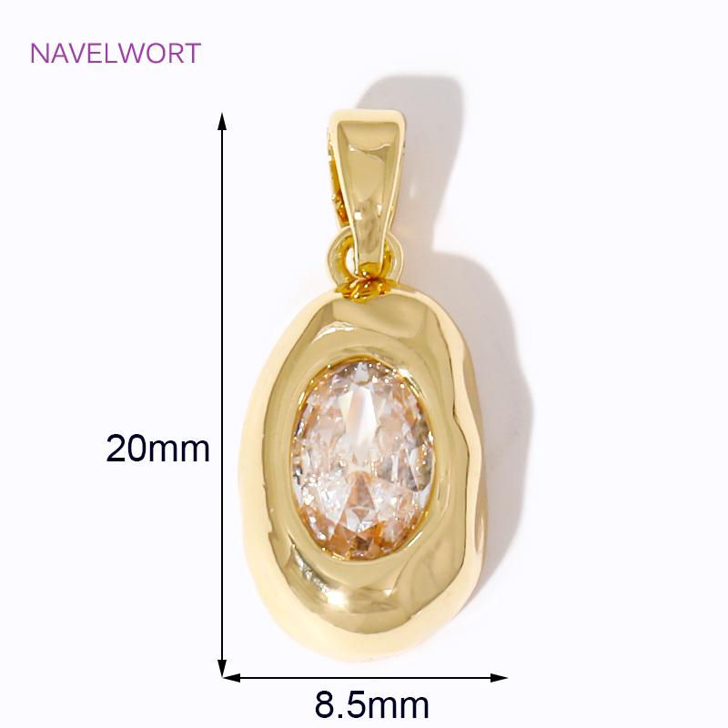 Trendy Inlaid Zircon Charms 18K Gold Plated Lrregular Oval Charms Pendant For Bracelet Necklace Jewelry Making DIY Accessories