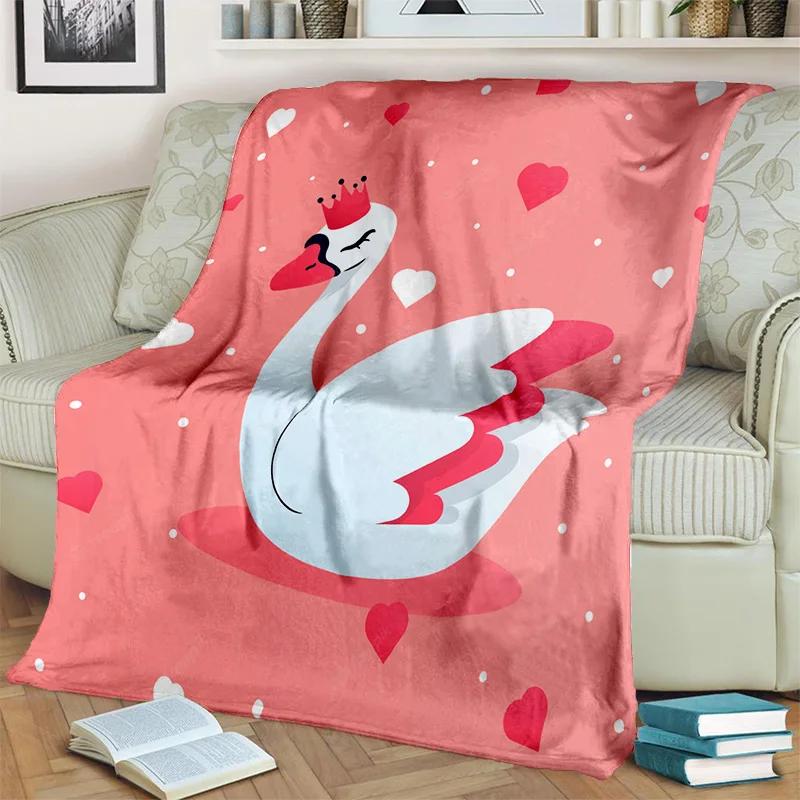 Couverture Cygne Princesse Dessin Animé Mignon 3D Cygne, Couverture Jetée Douce pour Maison Chambre à Coucher Lit Canapé Pique-nique Voyage Bureau Couverture Enfant