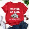 Women's Fashion T-shirt Koala Print Tops Casual Short-sleeve Shirt It's Fine I'm Fine Everything Is Fine Cartoon Womens Clothing