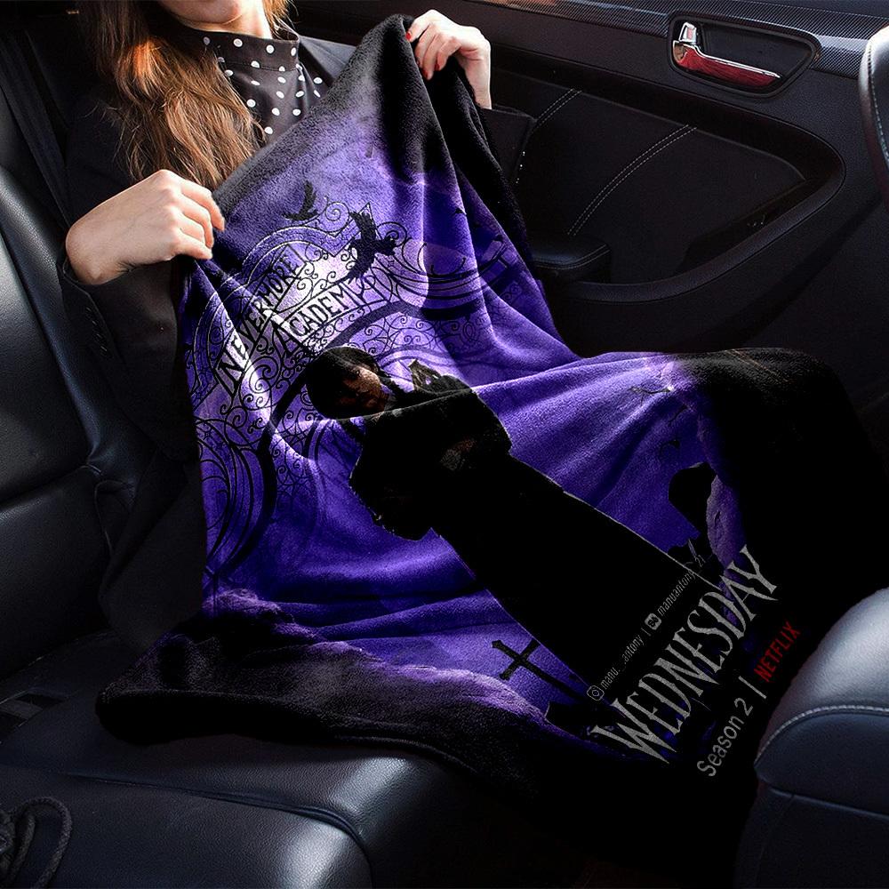 1pc Nevermore Academy Wednesday Soft Flannel All-Season Throw for Home, Office, Outdoor UseDurable Comfort 100579