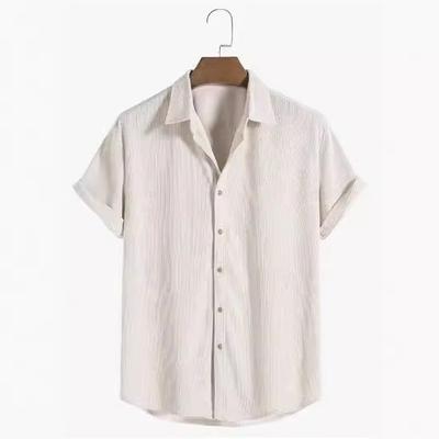Men's Casual Shirt Fashion Loose Striped Short Sleeve Casual Beach Short Sleeve Shirt
