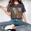 T-shirt Décontracté et Tendance pour Femmes avec Motif Végétal et Floral Imprimé Col Rond et Manches Courtes