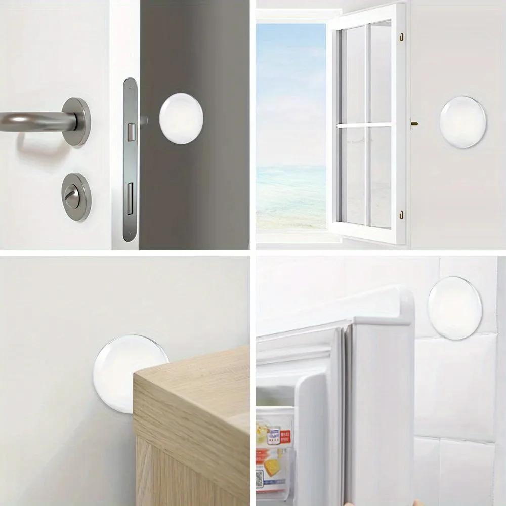 6pcs Door Handle Bumper Pad Self Adhesive Transparent Silicone Wall Protector Anti Bump Washable Reusable Round Door Stopper