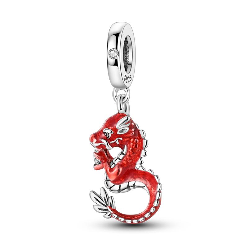 Koperen Elementen Charms Kralen Chinees Nieuwjaar Leeuwendans Draak Hangers Passend op Originele Pandora Armband Doe-het-zelf Sieraden