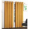 Set of 2 Piece Heavy Quality Polyester Texture Design Golden Color Eyelet Window Curtains