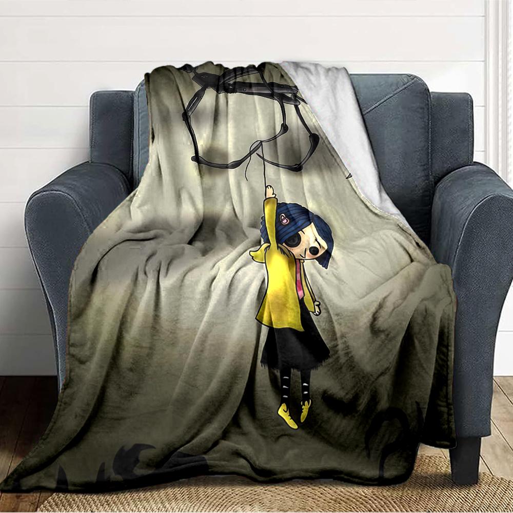 1pc Coraline (3) Blanket, Gift, for Men and Women, Soft Blanket, Good for Sofa Bed Couch Travel, Lightweight Flannel Blanket
