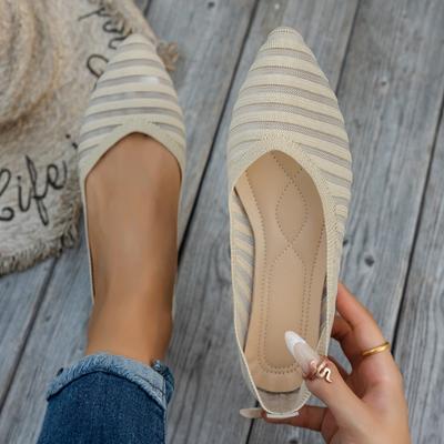 Kadın Geniş Kalıp Örgü Slip-On Düz Ayakkabılar - İlkbahar/Sonbahar İçin Nefes Alabilen Günlük Mokasenler, Konforlu Günlük Ayakkabılar