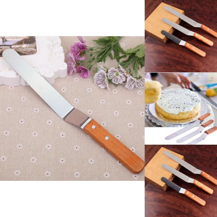 Premium Quality Stainless Steel Wooden Handle Icing Spatula Set 4-inch 5-inch 10-inch