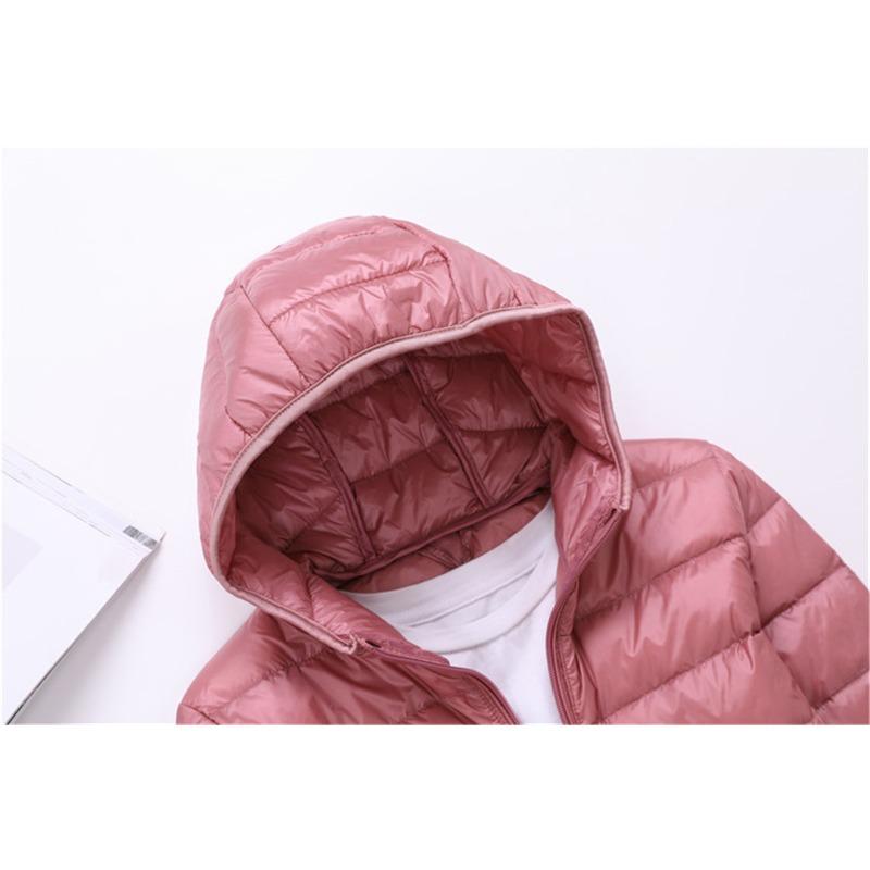 Women's Autumn and Winter Light Duck Down Jacket with Cap Wear Thin Plus Size Jacket