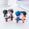 1 Pair Cute Couple Car Dashboard Decoration Cartoon Couple Kiss Figurine Mini Boy Girl Doll Cake Topper for Micro Landscape Car Interior Decor