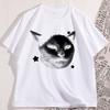 Vintage Graphic Cat Tee Casual Funny Y2k Cats Lover T Shirts 90s Retro Cotton Short Sleeve Tee Shirt Man Clothing Streetwear