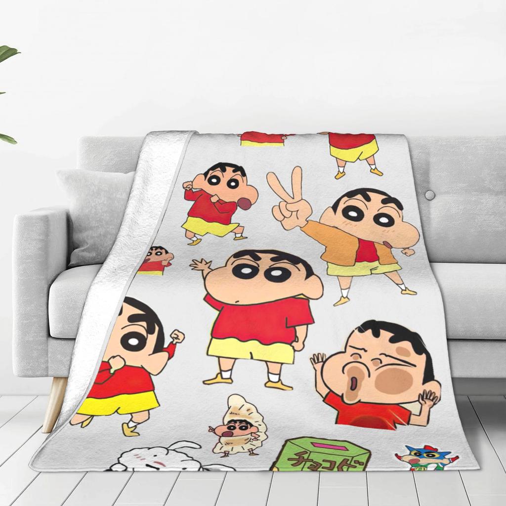 Crayons Shin-chans Cartoon Character Blanket Super Warm Pattern Plush Throw Blanket For Kid Outdoor Flannel Bedspread Bed Cover