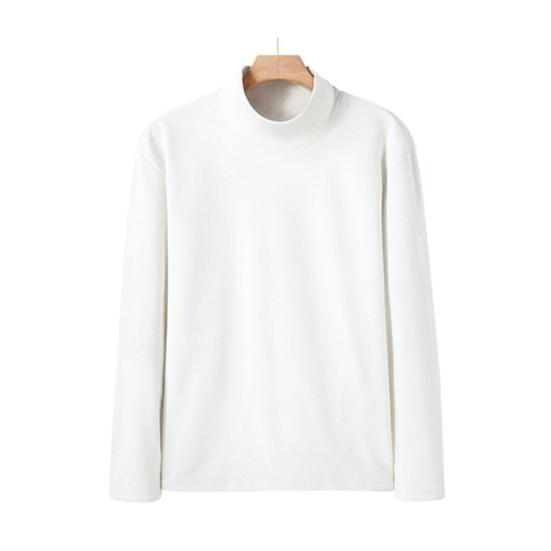 Men Turtleneck Base Shirt Solid Color Long Sleeve Thin Stretchy Tops Autumn Winter Style Base Layer Tops