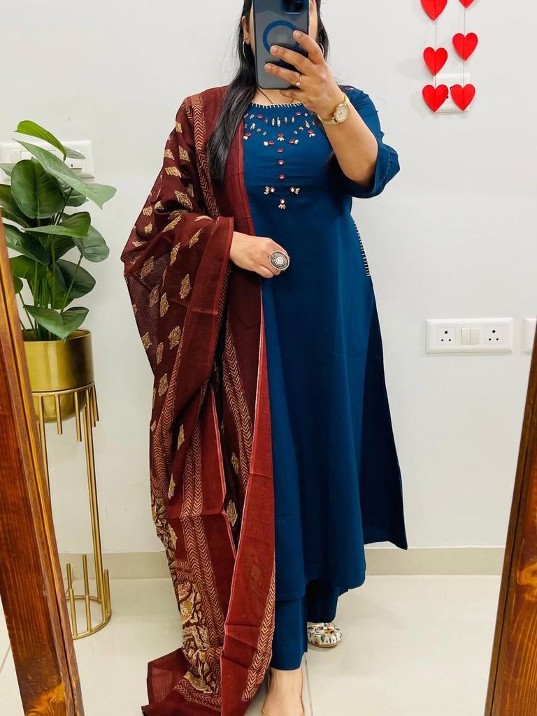 Indische Damen Bollywood Baumwolle Kurti Salwar Anzug Partykleidung Designer Salwar Kameez Set