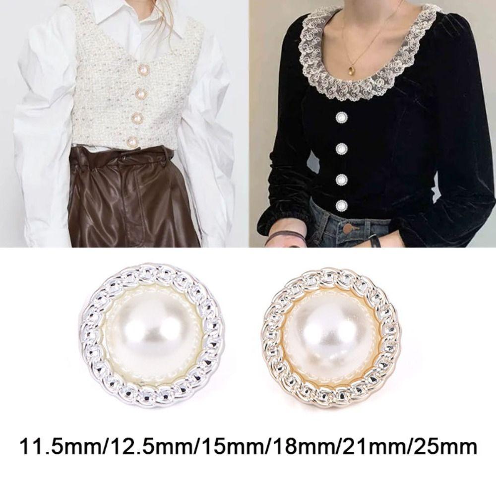 50PCS Vintage Pearl Buttons Shiny Sewing Button DIY Clothing Button Clothing Sewing