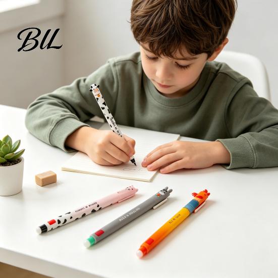 Stylo pour enfants Ferme Animaux de la ferme Stylos Gel Effaçables pour Enfants Mignon Dessin Animé Vache Dinde Âne Sans Danger pour Enfant Design Cochon Écriture Fluide Effaçage Facile Amusant École