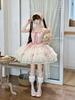 Dreamy Cute Lolita JSK Jumper Skirt with Ribbon and Fluffy Gothic Lolita Mori Girl Idol Dress Size M [XHSUKADO] Lace, Women's One-Piece Dress, Dress,