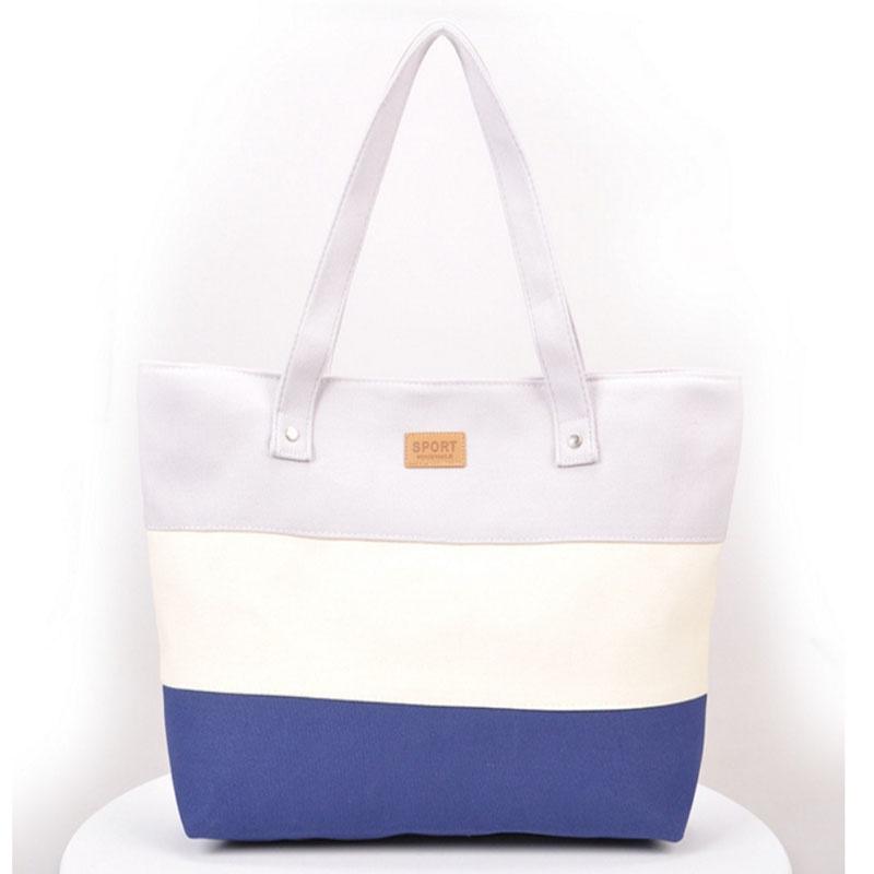 Versatile Women Canvas Stripe Handbag For Everyday Use And Summer Adventures