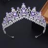 Royal Queen Water Drop Crystal Tiaras and Crowns Purple Bridal Diadem Wedding Crown Girls Hair Jewelry Accessories