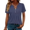Womens Tops Dressy Casual V Neck Short Sleeve Shirts Pleated Blouses Button Down Tunic