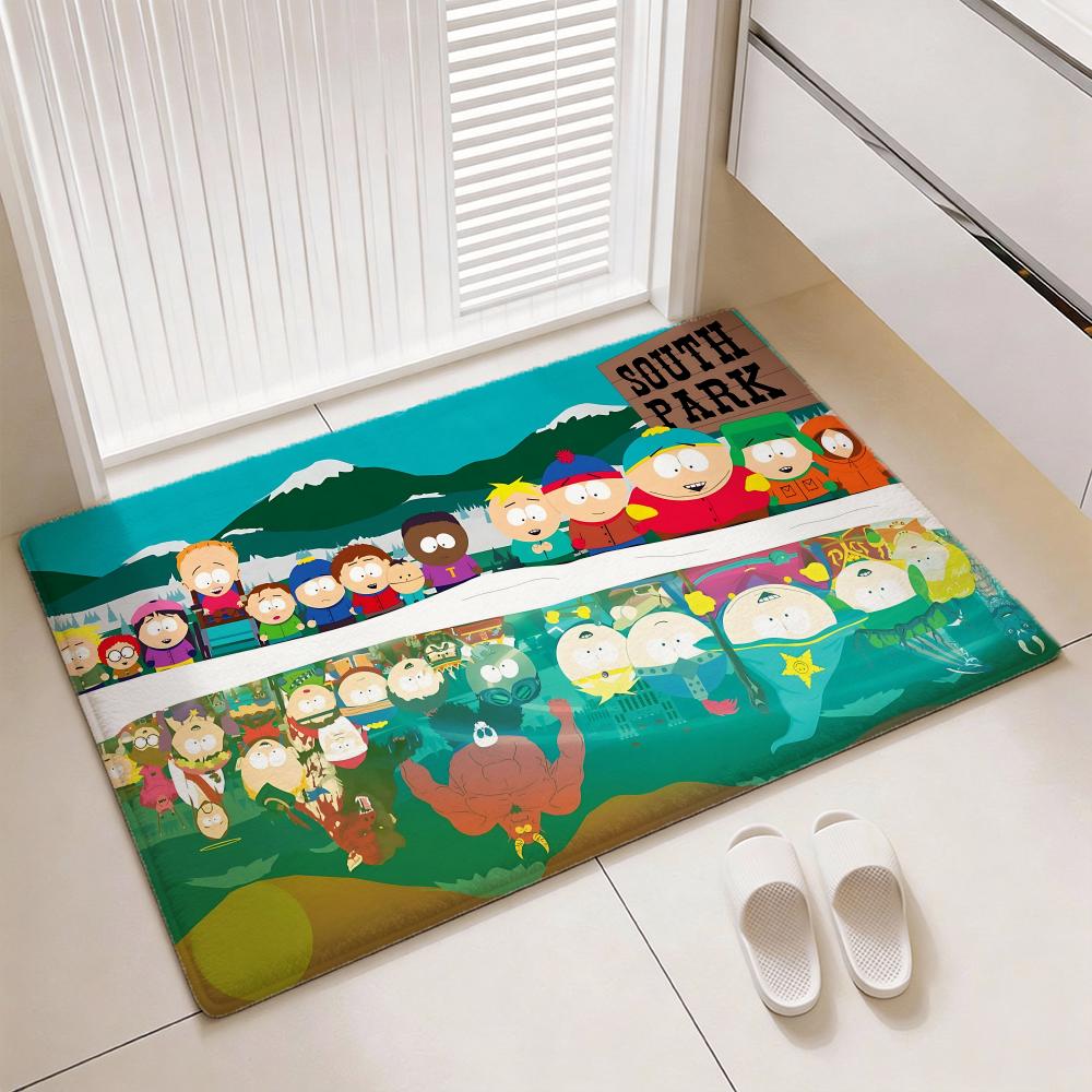 Animated Comedy Series S-South Parks Floor Mat Soft Thickened Flannel Door Mat Non-Slip Living Room Rug Home Decor