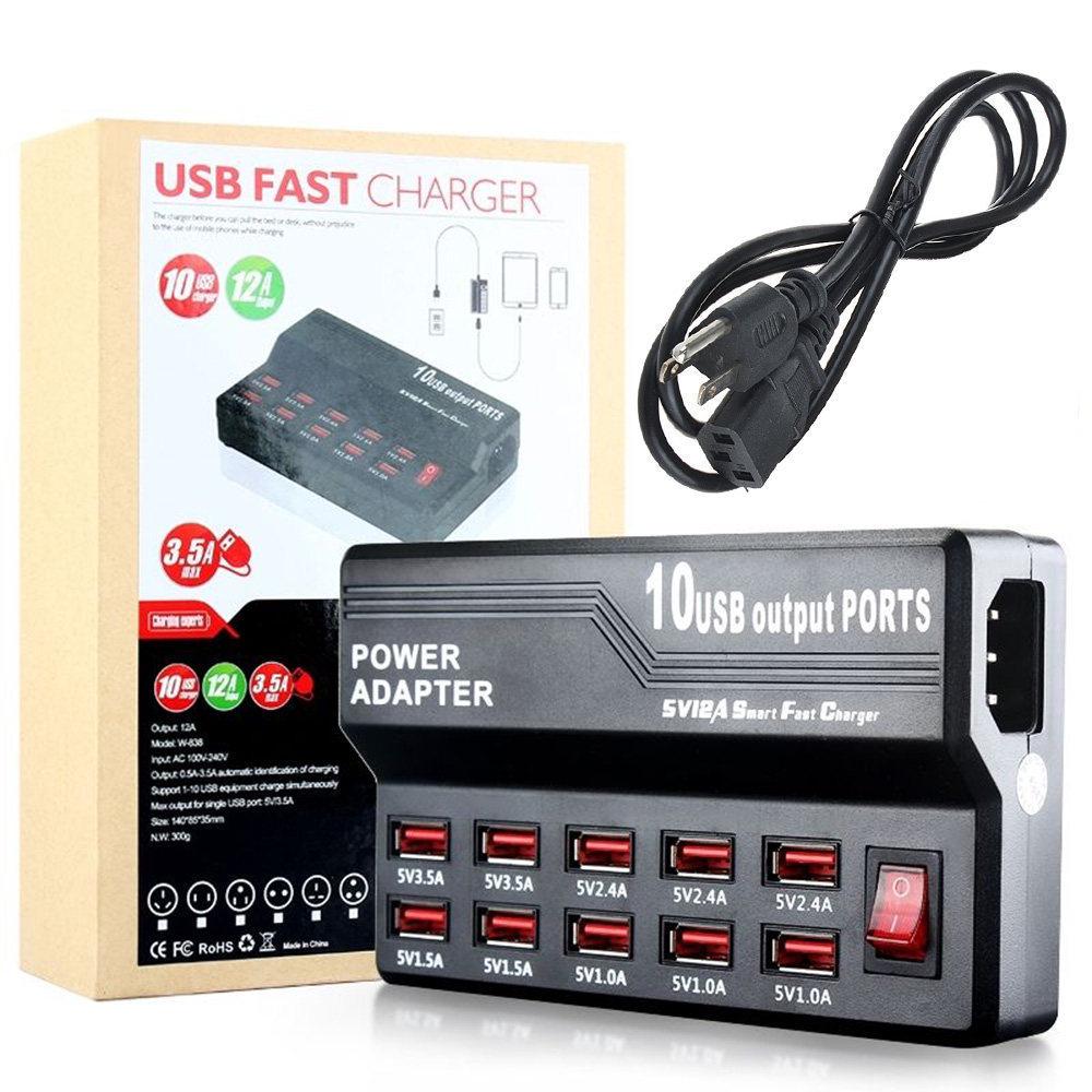 100W Multi-Port USB Charger, 12-Port and 20-Port Options for Simultaneous Phone Charging