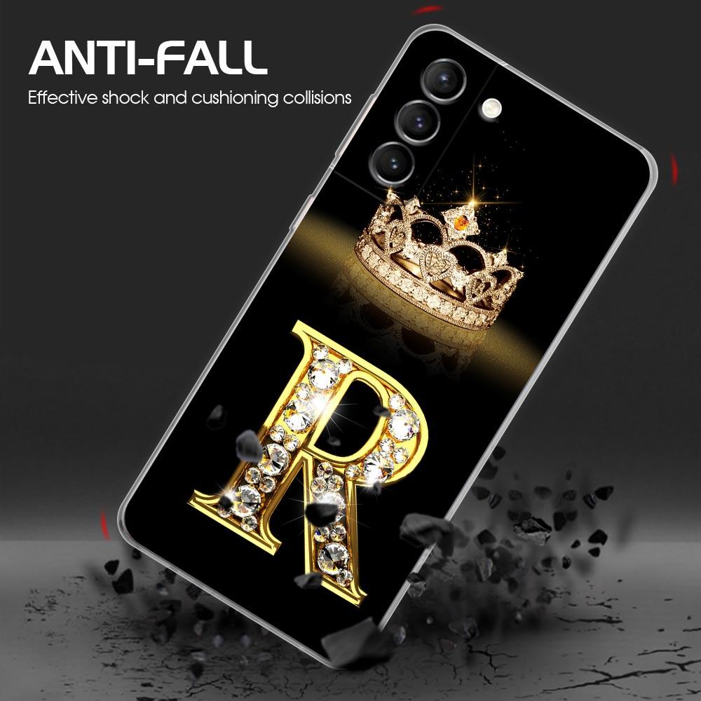 Diamond Crown First Initials Letter N Clear Samsung S24 Ultra Case For Galaxy S21 S20 FE S22 Ultra S23 S24 Plus Cases Soft Cover