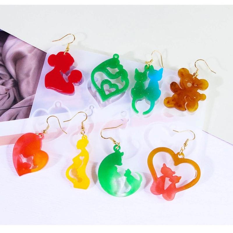 Unique Earring Resin Molds Jewelry Casting Mold Stars Heart Moon Silicone Pendant Mould DIY Craft Keychain Jewelry Charm