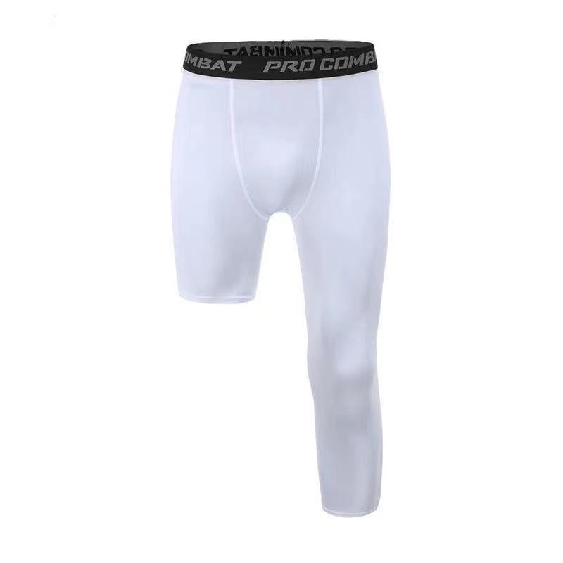 Męskie szybkoschnące kompresyjne legginsy do koszykówki, jednonożne, siedmiopunktowe, warstwa bazowa, spodnie treningowe fitness