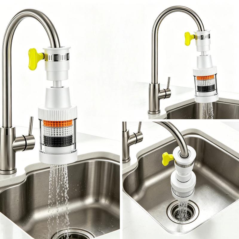 360° Rotating Six-Layer Faucet Filter with Universal Water Purifier and Anti-Splash Shower Head