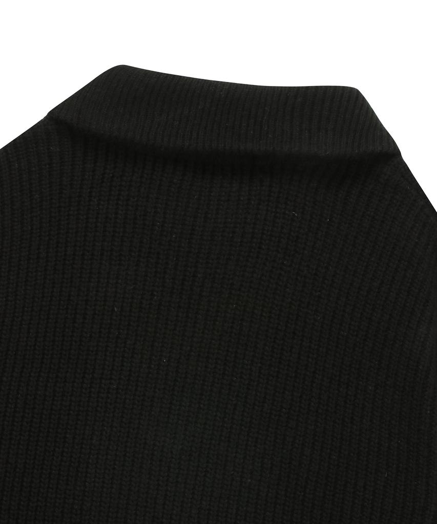 COLUMBIA UNIVERSITY 1754 Crown Overfit Half Zip-Up Sweater Black