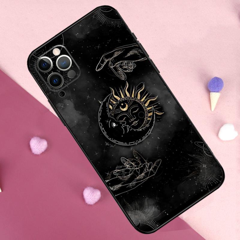 Crescent Moon Sun Phone Case For IPhone 18 17 Pro Max 11 14 15 16 Pro Max Plus 12 13 Mini 16e 17 Air Back Cover