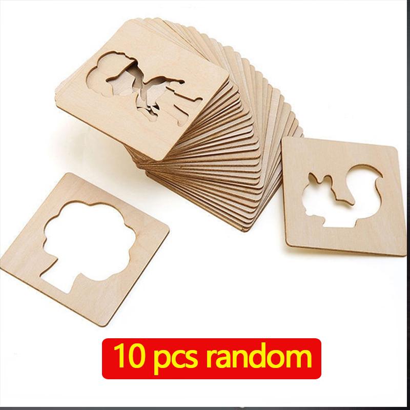 Montessori Kids Toys Drawing Toys Wooden Diy Painting Template Stencils Learning Educational Toys For Children Gift 1020Pcs