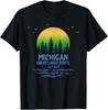 Michigan Great Lakes State Distressed Sunset Trees Souvenir T-Shirt