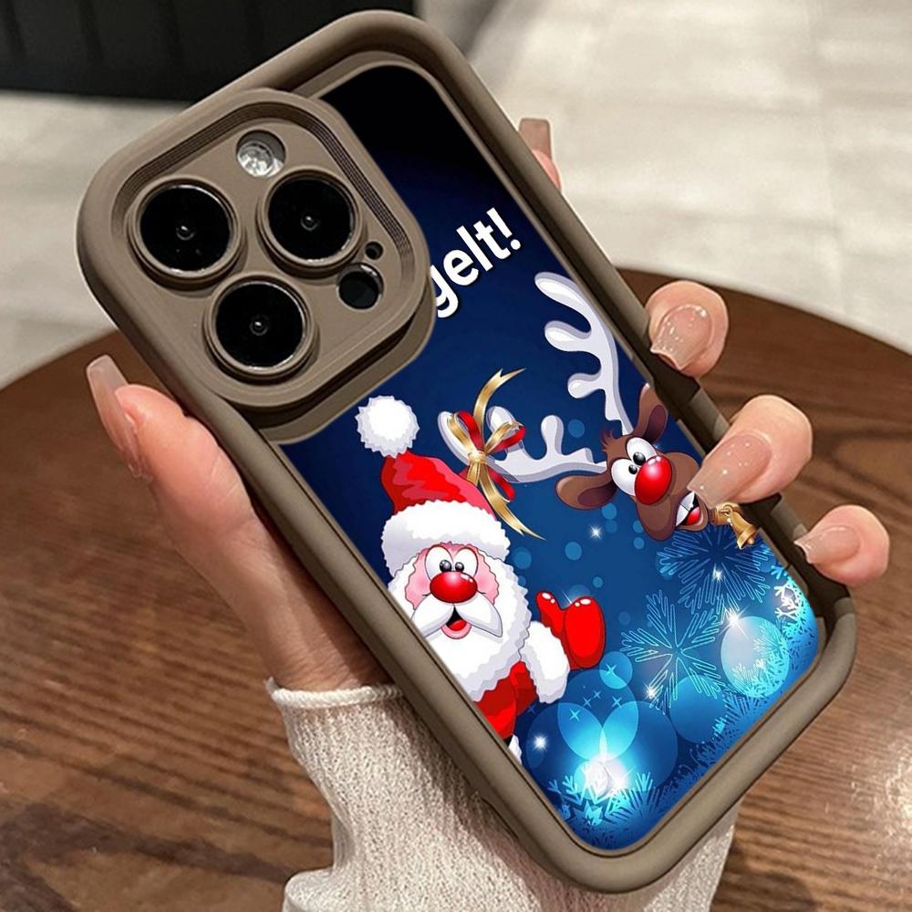Ae117 Merry Christmas Happy New Year design Phone Cases for iPhone 16 14 13 11 Pro Max 15 7 8 Plus 12 mini XR XS Max Angel Eye Ladder Protective Cover