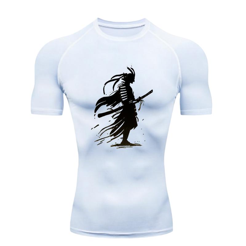 A Samurai Silhouette Men's Sports T-shirt Training Fitness Compression Workout T-Shirt