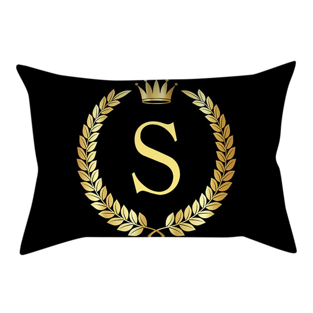 Pillow Cover Black and Gold Letter Pillowcase Sofa Cushion Cover Home Decor