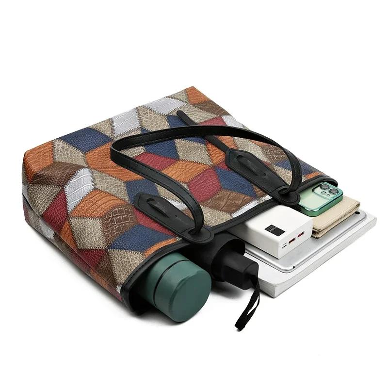 Dames PU patchwork crossbody tas grote capaciteit casual tas nieuw modeontwerp