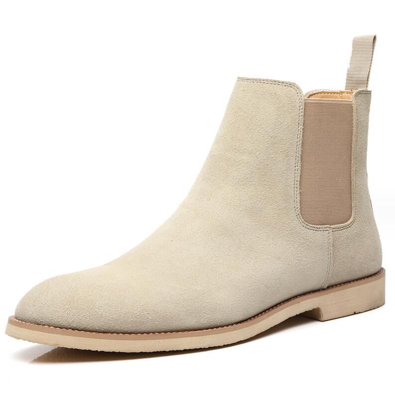 Botas Chelsea clásicas retro de cuero genuino para hombre, botines de moda para hombre, botas cortas informales de estilo británico, zapatos de caña alta