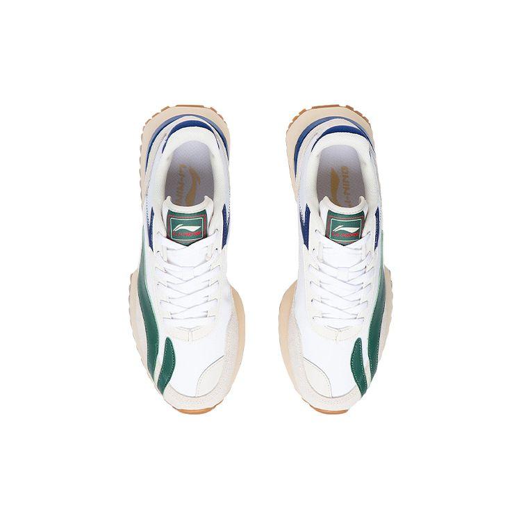 Li Ning Cargo Suede Fabric Leather Shock Absorbing Non-Slip Wear-Resistant Lightweight Low-Top Sports Casual Shoes Men Sneakers White Green AGCS261-6