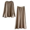 Autumn High-End 7712 French Chic Irregular Fringe Knit Suit Skirt Two-Piece Set